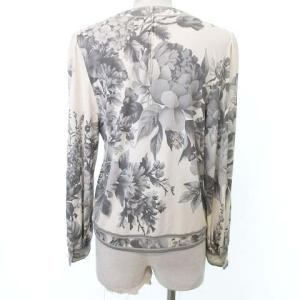 LEONARD FASHION 90s 花柄 シルク  カットソー 長袖 薄手 トップス フラワープリント 9 アイボリー IBO31