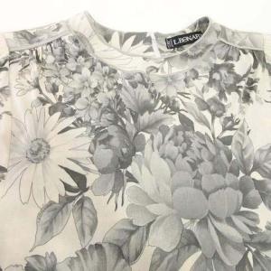 LEONARD FASHION 90s 花柄 シルク  カットソー 長袖 薄手 トップス フラワープリント 9 アイボリー IBO31