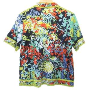 LEONARD FASHION 花柄 スキッパー カットソー 半袖 フラワープリント トップス ロゴボタン LL 大きいサイズ 紺 ネイビー