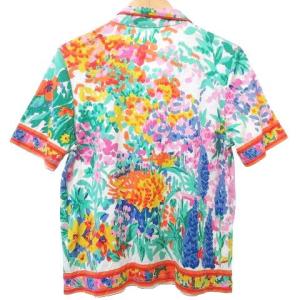 LEONARD FASHION 90s 花柄 ポロシャツ 半袖 ロゴ金ボタン カットソー M マルチカラー IBO31