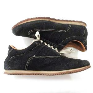 HERMES クイック スニーカー カジュアルシューズ 靴 スエード レザー Hロゴ 37 24.0?p相当 黒 ブラック オレンジ IBO31