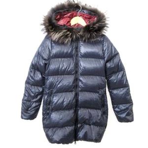 ダウンコート フード ラクーンファー ナイロン 40 ネイビー