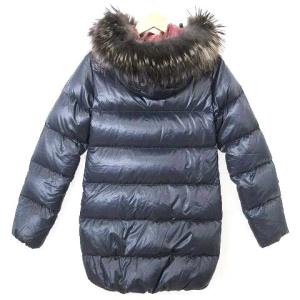 DUVETICA ダウンコート フード ラクーンファー ナイロン 40 ネイビー