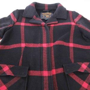 WOOLRICH メルトン ウール コート ジャケット ミドル丈 チェック XS レッド ブラック