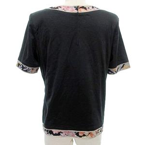 LEONARD FASHION 半袖 カットソー 花柄ライン L 黒 ブラック IBO31 A1130