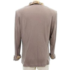 LEONARD FASHION 1B ジャケット 花柄ライン ストレッチ LL グレージュ 大きいサイズ IBO31 A1130