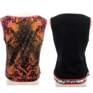 LEONARD FASHION ノースリーブカットソー タンクトップ 2枚セット L LL パイソン柄 茶 黒 ブラック IBO31 A1205