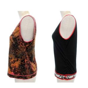 LEONARD FASHION ノースリーブカットソー タンクトップ 2枚セット L LL パイソン柄 茶 黒 ブラック IBO31 A1205