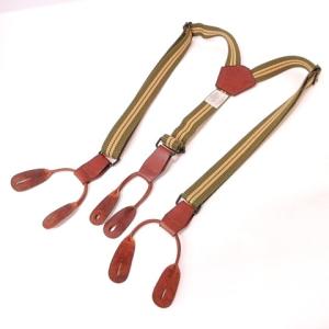 South2 West8 サスペンダー ストライプ キャンバス レザー カーキ 茶 ネペンテス IBO31 A1205