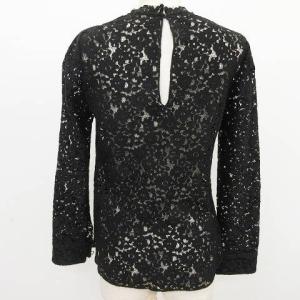 SAINT LAURENT PARIS 総レース ブラウス トップス カットソー 長袖 花柄 ブラック イタリア製