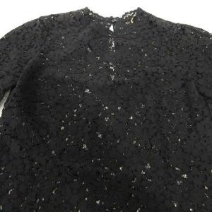SAINT LAURENT PARIS 総レース ブラウス トップス カットソー 長袖 花柄 ブラック イタリア製