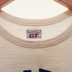 THE REAL McCOY'S USARMY フロッキープリント Tシャツ 半袖 クルーネック コットン 42R L 白 ホワイト IBO31