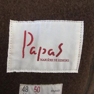 Papas ウール ハイネック ジャケット コート ボタン ウール L 茶 ブラウン IBO31