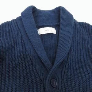 AKM ショールカラー ニット カーディガン 長袖 セーター トップス S 紺 ネイビー IBO31
