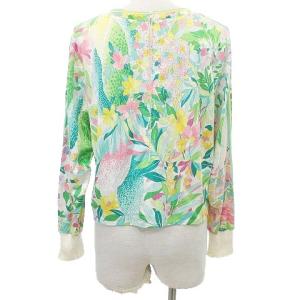 LEONARD 90's ヴィンテージ 花柄 カットソー 長袖 フラワープリント トップス  M 緑 グリーン