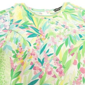 LEONARD 90's ヴィンテージ 花柄 カットソー 長袖 フラワープリント トップス  M 緑 グリーン