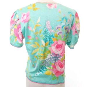 LEONARD 半袖 カットソー トップス 花柄 スカーフ M 水色 OKZ