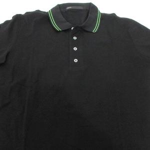UNITED ARROWS 美品 ポロシャツ 半袖 カットソー トップス ライン 薄手 L 黒 ブラック イタリア製 IBO31