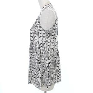 Theory ノースリーブ シルク ブラウス 総柄 ピンタック シャツ S 白 ホワイト IBO31