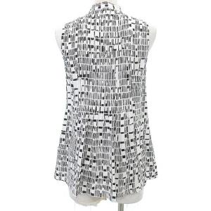 Theory ノースリーブ シルク ブラウス 総柄 ピンタック シャツ S 白 ホワイト IBO31