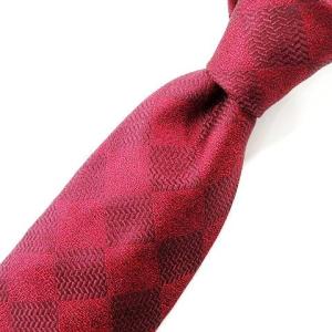 美品 ネクタイ レギュラータイ シルク ダイヤ柄 赤 レッド IBO31 A1222