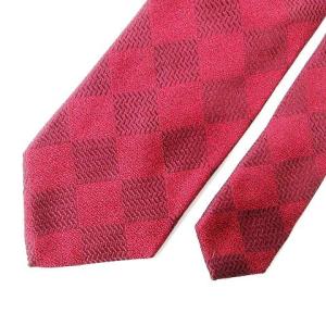 GIORGIO ARMANI 美品 ネクタイ レギュラータイ シルク ダイヤ柄 赤 レッド IBO31 A1222
