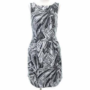 Max Mara ジャガード ワンピース 総柄 ノースリーブ タック ドレス イタリア製 国内正規 38 グレー IBO33