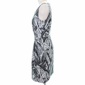 Max Mara ジャガード ワンピース 総柄 ノースリーブ タック ドレス イタリア製 国内正規 38 グレー IBO33