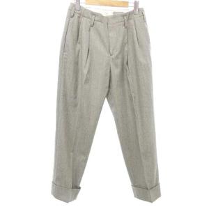 美品 近年 カシミヤ混 スラックス ワイドパンツ ?V Lサイズ相当 無地 グレー IBO33