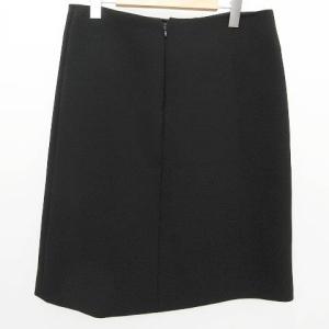 PRADA 美品 ひざ丈 台形 スカート 無地 44 Lサイズ相当 黒 ブラック イタリア製 国内正規 IBO33
