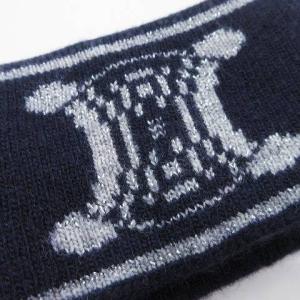 CELINE ニット 手袋 ヘアバンド セット ウール ラメ L 紺 ネイビー