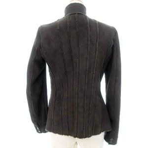 EMPORIO ARMANI 国内正規 フェイクムートン ジャケット アウター XS?Sサイズ相当 茶 ダークブラウン IBO33 A0106