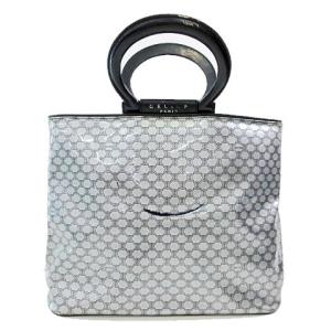 CELINE トートバッグ ビニール マカダム 総柄 トップハンドル シルバー A0207