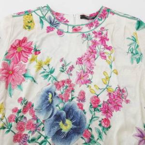 LEONARD FASHION セットアップ 上下セット トップス 半袖 ひざ丈スカート タイト 花柄 L 白 ホワイト 日本製 IBO33