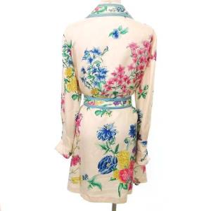 LEONARD FASHION コート シルク 背抜き 花柄 9AR マルチカラー