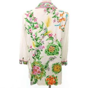 LEONARD FASHION シャツ シースルー 花柄 M 白