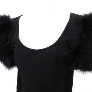 YVES SAINT LAURENT ノースリーブ カットソー フェザー ウール XL 黒 ブラック U90