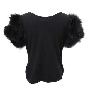 YVES SAINT LAURENT ノースリーブ カットソー フェザー ウール XL 黒 ブラック U90