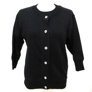 美品 17SS リネン混 アンサンブルニット カーディガン コットン 2 M 黒 ブラック U90