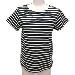 美品 近年 バスクシャツ 半袖 カットソー ボートネック ボーダー コットン 2 M 白 ホワイト 黒 ブラック U90