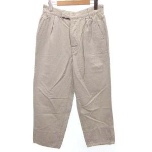 美品 近年 ワークパンツ ボタン 595-0143505 リネン混 ヘリンボーン コットン 2 M ライトグレー U90