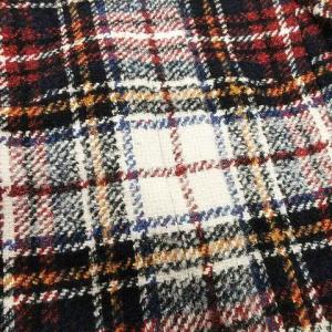 HUGO BOSS ツイード コート ロング ノーカラー ジャケット チェック柄 36 赤系 IBO33