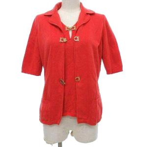 アンサンブル ガンチーニ ニット カーディガン カットソー 五分袖 無地 S 赤 レッド系 IBO33