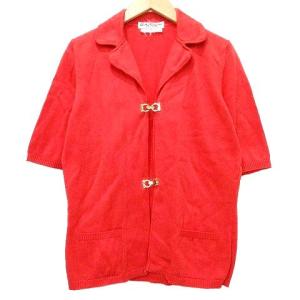 Salvatore Ferragamo アンサンブル ガンチーニ ニット カーディガン カットソー 五分袖 無地 S 赤 レッド系 IBO33
