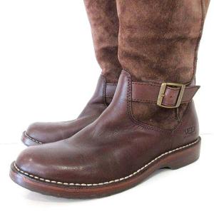 UGG australia Dunwich ムートン ロング ブーツ ベルト シープスキン スエード 25cm ブラウン IBO33