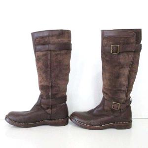 UGG australia Dunwich ムートン ロング ブーツ ベルト シープスキン スエード 25cm ブラウン IBO33