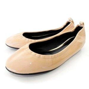 美品 バレエシューズ パテント フラットシューズ 38 約24cm ベージュ IBO33