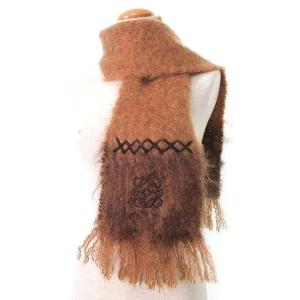 LOEWE モヘヤ アナグラム マフラー ブラウン