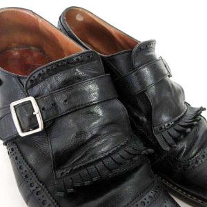 Church's シャンガイ タッセル モンク シューズ カーフレザー Uウイング メダリオン ブローグ ビジネス ドレス 7 26cm 黒