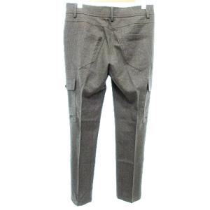 BRUNELLO CUCINELLI GUNEX カーゴパンツ スリム スラックス ウール チェック ボタンフライ 40 M 茶 ブラウン IBO33 A0118